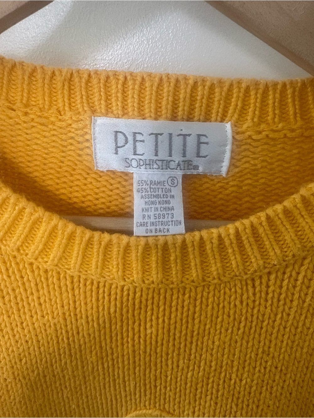 “Yacht Club” Vintage Sweater | Yellow | Small - Picture 3 of 4